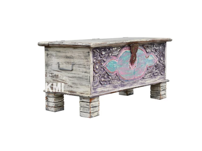 meble indyjskie orientalne  drewniana skrzynia boho kolorowa