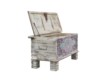 meble loftowe drewniana skrzynia boho kolorowa
