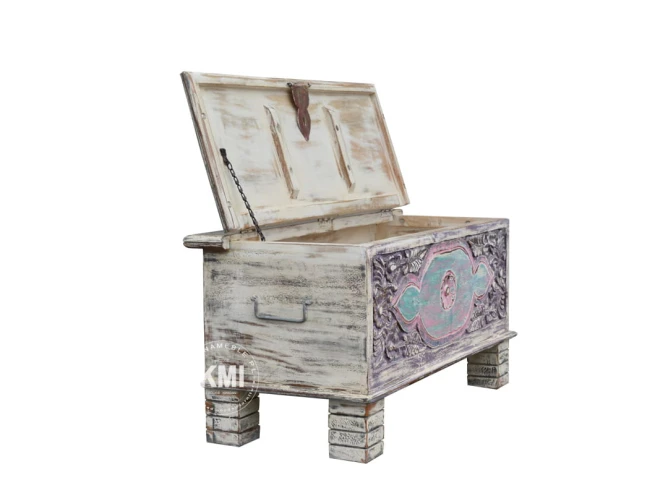 meble loftowe drewniana skrzynia boho kolorowa