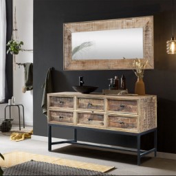 Meble Loftowe | Industrialna Konsola ROMA z Litego Drewna Mango