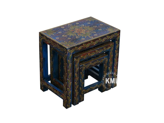 meble w stylu boho komplet trzech stolików Masala