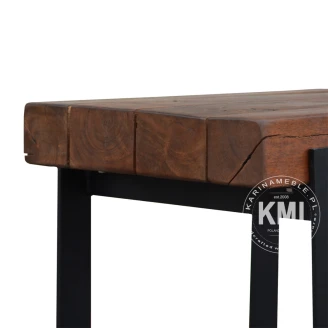 meble vintage stolik loftowy industrialny z drewna i metalu
