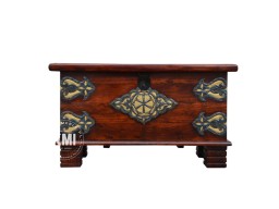 Skrzynia Orientalna Bindi 80 cm | Drewniany Kufer z Mosiądzem