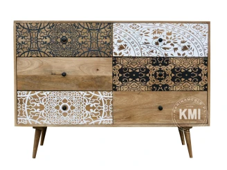 meble retro | drewniana komoda z szufladami Qumin boho scandi