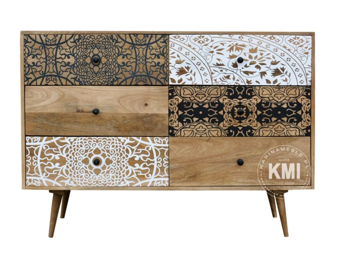 meble retro | drewniana komoda z szufladami Qumin boho scandi