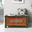 Indyjska skrzynia ręcznie malowana – lite drewno, orientalne wzory, styl indyjski, idealna do salonu, sypialni i przedpokoju