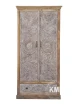 meble drewniane mango rzeźbiona szafa z drążkiem na wieszaki bielona