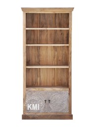 meble orientalne duża biblioteczka rzeźbiona MANDALA bielona