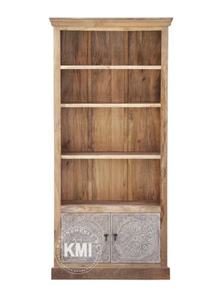 meble orientalne duża biblioteczka rzeźbiona MANDALA bielona