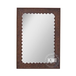 lustro w indyjskiej drewnianej ramie rzeźbione 90x125 brązowe