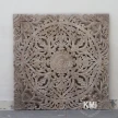 indyjski panel w stylu boho drewniany rzeźbiony 122x122 bielony