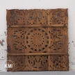 orientalny rzeźbiony boho indyjski panel drewniany 90x90 brązowy