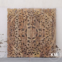 drewniany panel indyjski w stylu boho  105x105 naturalny