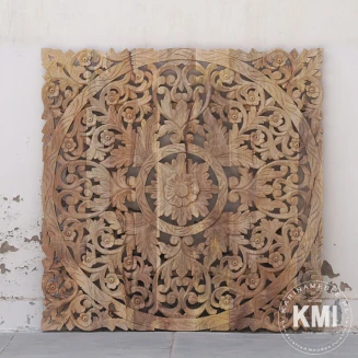 drewniany panel indyjski w stylu boho  105x105 naturalny