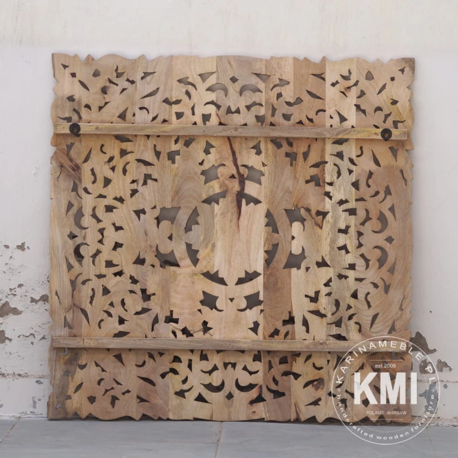 drewniany panel orientalny w stylu boho 105x105 naturalny