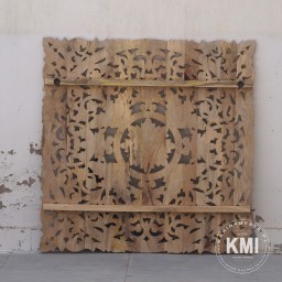 drewniany panel indyjski w stylu boho  105x105 bielony