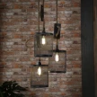 loftowa lampa do salonu potrójna na sznurze jutowym