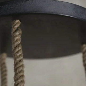 loftowa lampa na stół potrójna na sznurze jutowym