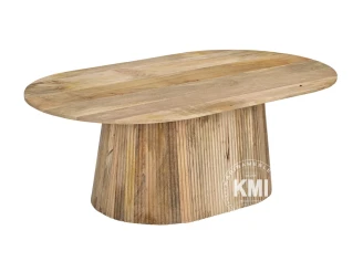 duzy stolik kawowy owalny 120 cm na ryflowanej podstawie meble drewniane