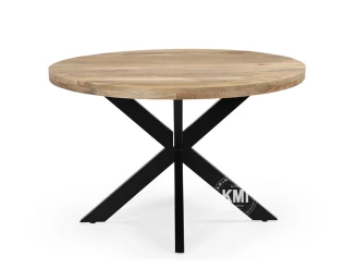 meble loftowe okrągły stół 120 cm w stylu loft naturale drewno mango