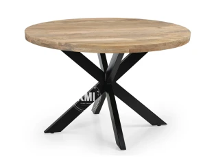 Okrągły Stół Industrialny | Mebel z Drewna Mango i Metalu 120 cm