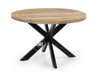 meble indyjskie okrągły stół 120 cm w stylu loft naturale drewno mango