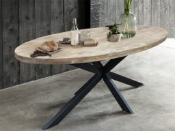 Duży owalny stół loftowy 210 cm – drewno mango, meble drewniane indyjskie