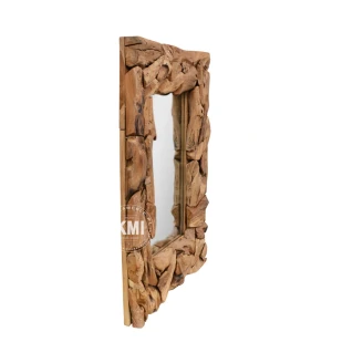 meble indyjskie w stylu boho lustro w ramie z korzeni tekowych 90x70