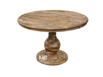 meble shabby chic salon okrągły stół na drewnianej nodze Amber reti 105 cm