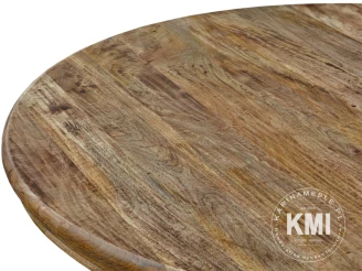 meble z litego drewna salon okrągły stół na drewnianej nodze Amber reti 105 cm
