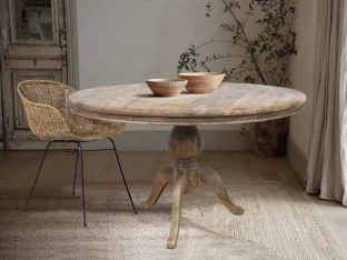 Okrągły Stół Drewniany Village Reti | Postarzane Meble w Stylu Rustykalnym