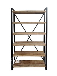 Duży Regał Biblioteczka XL z Drewna Mango i Metalu | Meble Loftowe