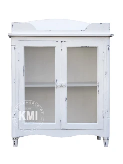 biała witryna z drewna mango nathally 2 przeszklone drzwi na wprost styl shabby chic