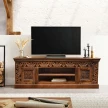 Indyjska rzeźbiona szafka RTV – lite drewno, orientalny design i funkcjonalność