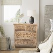 Drewniana komoda indyjska – ręcznie rzeźbiona, naturalne wykończenie, styl orientalny, idealna do salonu, sypialni i jadalni