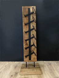 Stojak na Wino Loftowy | Drewno Postarzane i Styl Industrialny