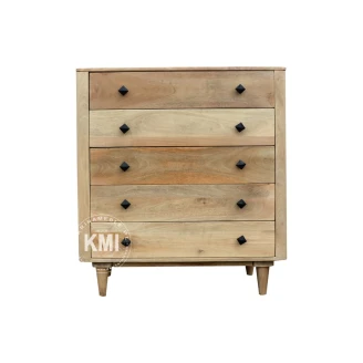 komoda indyjska 84cm z drewna mango z czarnymi uchwytami diamentowymi