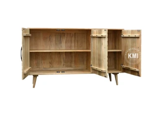 otwarta komoda Stripes 150cm wnętrze z półkami lite drewno