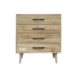komoda drewniana Stripes, szafka z geometrycznym frontem, lite drewno mango, styl nowoczesny i boho.