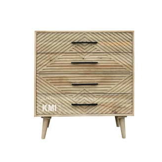 komoda drewniana Stripes, szafka z geometrycznym frontem, lite drewno mango, styl nowoczesny i boho.