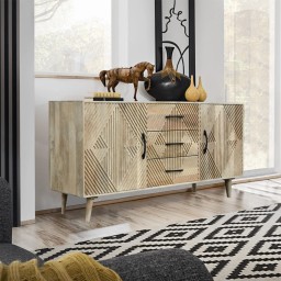 Duża Komoda STRIPES 180 cm z Drewna Mango | Meble Indyjskie Boho