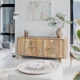 Szafka RTV Boho Chic | Ręcznie Rzeźbiona Niska Komoda | Meble Indyjskie