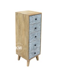 Wysoka Komoda z Drewna Mango Lumi 5 Szuflad 40 cm | Meble Boho