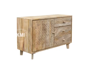 Niska Komoda Boho Chic 114 cm z drewna mango | Meble Boho pod Umywalkę