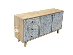Komoda Indyjska Lumi 150 cm | Rzeźbione Meble Boho z Drewna Mango