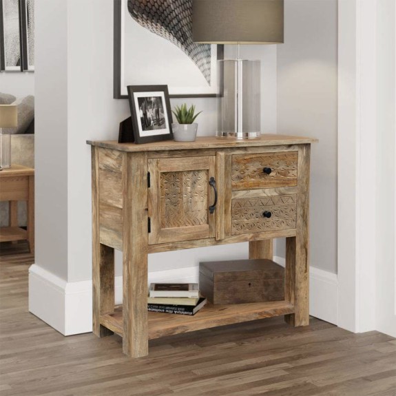 Konsola MONSOON z szufladami i półką brązowa meble indyjskie drewno mango styl boho