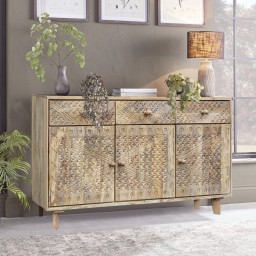 Rzeźbiona Komoda Boho Chic 150 cm. | Meble Indyjskie z Drewna Mango