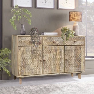 Rzeźbiona Komoda Boho Chic 150 cm. | Meble Indyjskie z Drewna Mango