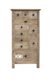 Wąska Komoda Rustykalna Milford 100 cm | 11 Szufladek | Meble Loftowe