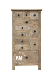 Wąska Komoda Rustykalna Milford 100 cm | 11 Szufladek | Meble Loftowe